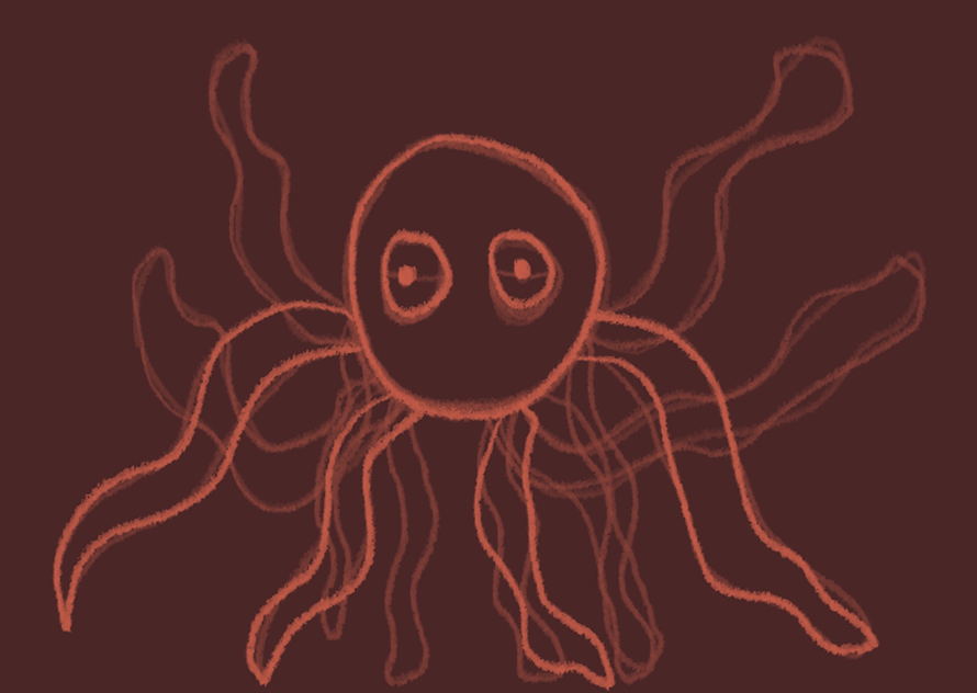 drawing of a cartoon squid