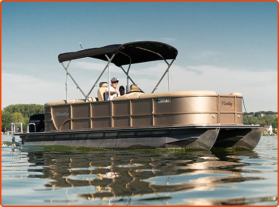 pontoon boat on lake